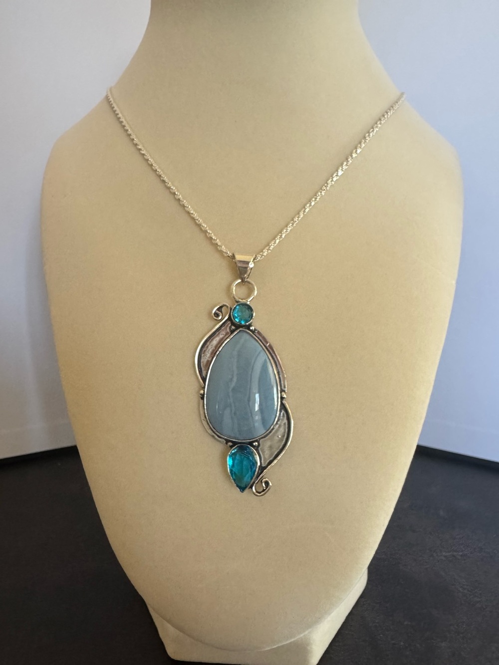 P01 Sterling Silver Owyhee Blue Opal Pendant